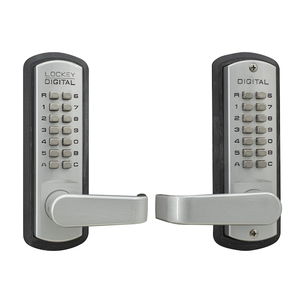 Mechanical Keyless Lever Lock W/ Passage Function Double Combination Satin Chrome Marine Grade